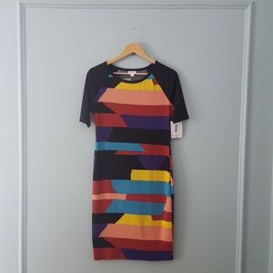 Colorful LulaRoe raglan dress knee length Sz S